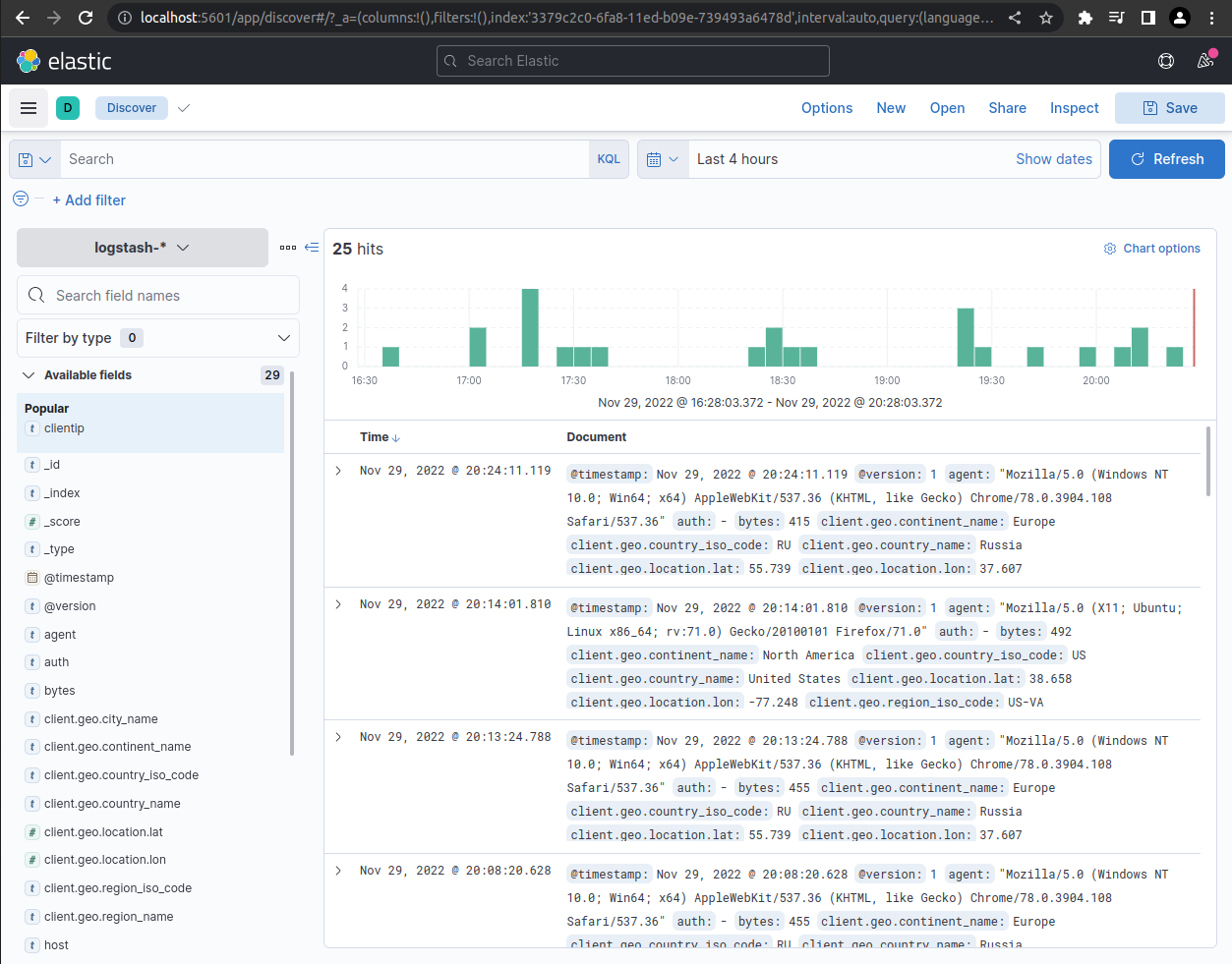 Apache log events in aggregate